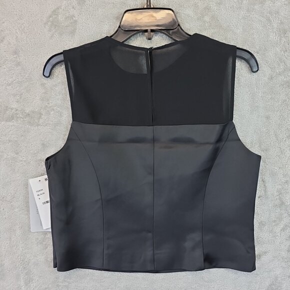 French Connection Illusion Neck Top Women's Size 8 Black Fitted Sleeveless Tank - Picture 6 of 13